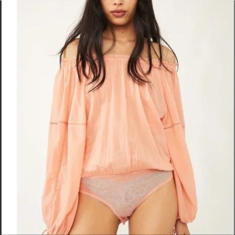 Free People Solid Sundown Bodysuit in Desert Pink Small